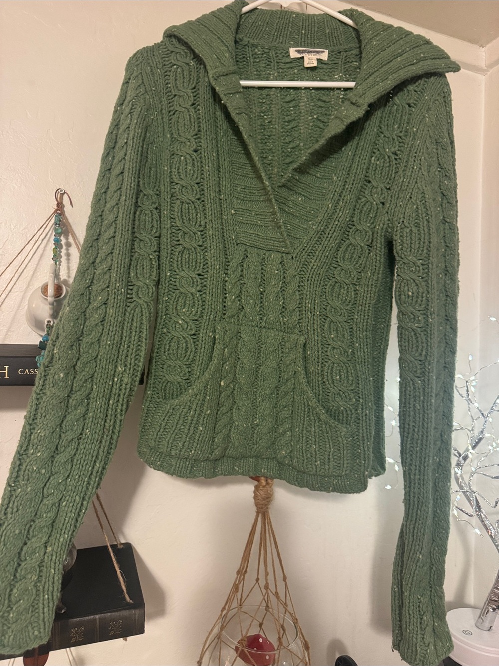 Y2K Green Cable-Knit Sweater